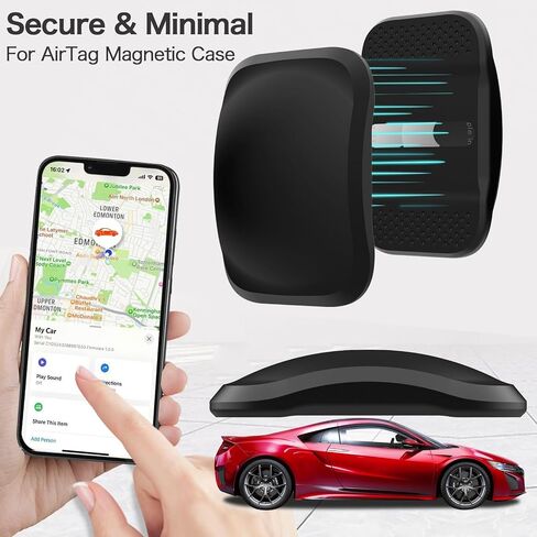 1 Pack Magnetic Silicone for AirTag Case, Powerful Magnet and Adhesive Sticker for Air Tag Holder with 2Pcs Spare Metal Sheet with Stickers, for Cars, Bikes, Trailers and More, Black in Saudi Arabia