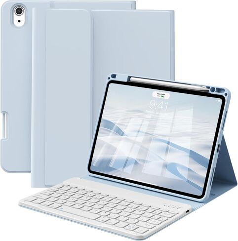 Case with Keyboard for iPad Air 11 inch M3/M2 (2025/2024)/Air 5th 4th Generation (2022/2020) 10.9 Inch, Magnetically Detachable Bluetooth Keyboard Cover with Pencil Holder, Red in Saudi Arabia