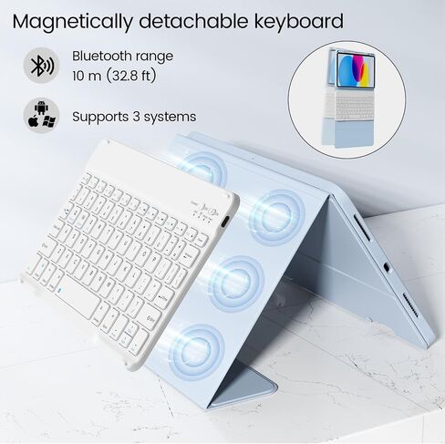 Case with Keyboard for iPad Air 11 inch M3/M2 (2025/2024)/Air 5th 4th Generation (2022/2020) 10.9 Inch, Magnetically Detachable Bluetooth Keyboard Cover with Pencil Holder, Red in Saudi Arabia