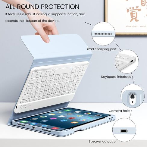 Case with Keyboard for iPad Air 11 inch M3/M2 (2025/2024)/Air 5th 4th Generation (2022/2020) 10.9 Inch, Magnetically Detachable Bluetooth Keyboard Cover with Pencil Holder, Red in Saudi Arabia