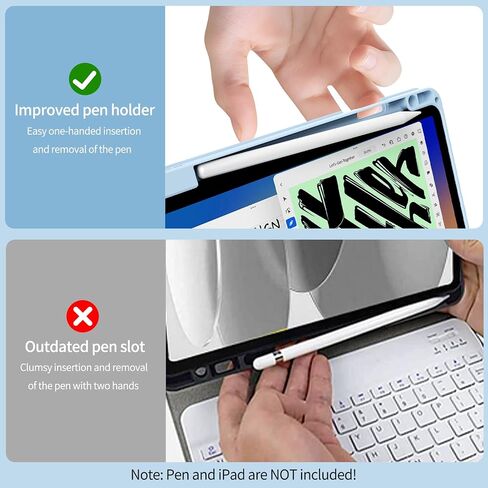 Case with Keyboard for iPad Air 11 inch M3/M2 (2025/2024)/Air 5th 4th Generation (2022/2020) 10.9 Inch, Magnetically Detachable Bluetooth Keyboard Cover with Pencil Holder, Red in Saudi Arabia