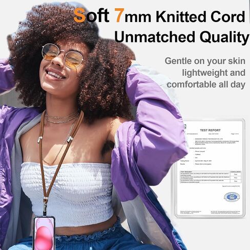 Universal Phone Lanyard Crossbody with Phone Tabs, Adjustable Anti Theft Phone Strap for All Phones, Premium Metal Buckles, Skin-Friendly, iPhone 16 Pro Max lanyard for Women and Men, Brown in Saudi Arabia