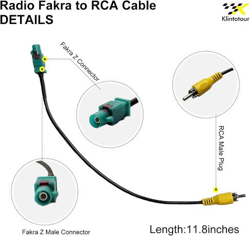 Aftermarket Radio Rear View Camera Adapter Harness, Fakra Z Male to RCA Male Backup Camera Cable, Compatible with Select Vehicle Navigation Radio Stereo Audio Systems with NX Touchscreen in Kuwait