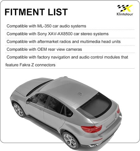 Aftermarket Radio Rear View Camera Adapter Harness, Fakra Z Male to RCA Male Backup Camera Cable, Compatible with Select Vehicle Navigation Radio Stereo Audio Systems with NX Touchscreen in Kuwait