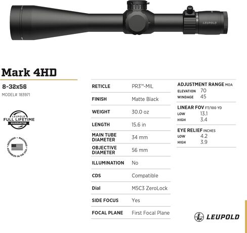 Leupold Mark 4HD 8-32x56 (34mm) التركيز FFP Riflescope in Saudi Arabia