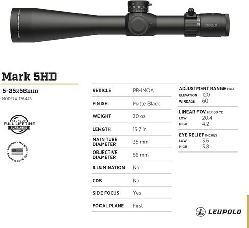Leupold Mark 5HD 5-25x56mm M1C3 FFP Side Focus Riflescope in Saudi Arabia