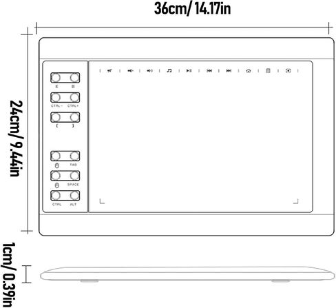 Graphics Drawing Tablet, 10 X 6 Inch Large Active Area with 8192 Levels Pressure Sensitivity Pen and 12 Hot Keys, Enhances Productivity in Saudi Arabia