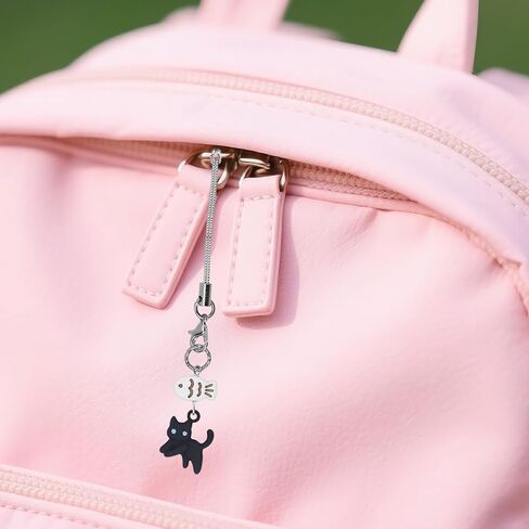 2pcs Cute Cat Phone Charms, Kawaii Cat Fish Phone Lanyard Straps Hanging Pendant Ornaments Decor for Friends Couples Phones Keychain Backpack Handbag Wallet Accessories (Black, White) in Saudi Arabia