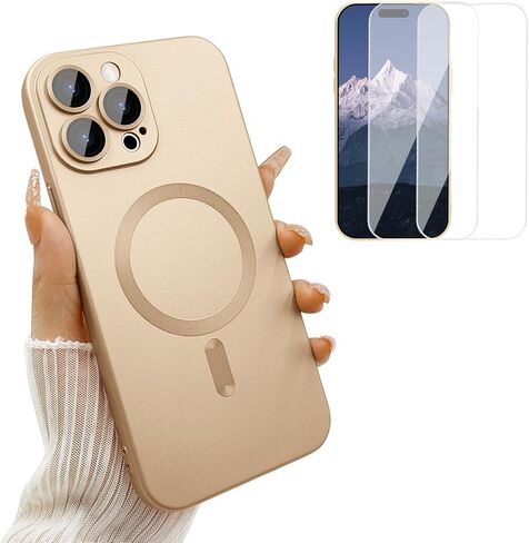 حافظة مغناطيسية لهاتف آيفون 15 برو للنساء، [متوافقة مع المغناطيسي] تصميم معدني ناعم غير لامع مع واقيات عدسة و2 واقي شاشة لهاتف آيفون 15 برو 6.1 بوصة - أخضر in Kuwait