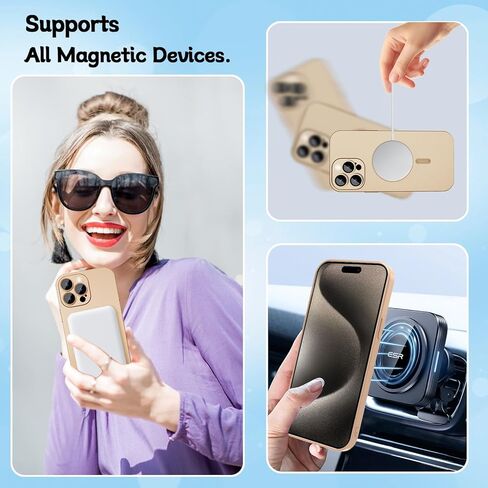 حافظة مغناطيسية لهاتف آيفون 15 برو للنساء، [متوافقة مع المغناطيسي] تصميم معدني ناعم غير لامع مع واقيات عدسة و2 واقي شاشة لهاتف آيفون 15 برو 6.1 بوصة - أخضر in Kuwait