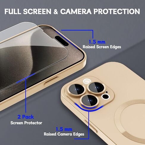 حافظة مغناطيسية لهاتف آيفون 15 برو للنساء، [متوافقة مع المغناطيسي] تصميم معدني ناعم غير لامع مع واقيات عدسة و2 واقي شاشة لهاتف آيفون 15 برو 6.1 بوصة - أخضر in Kuwait