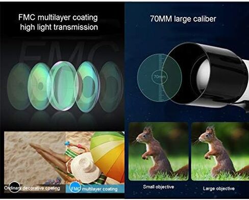 70mm Aperture Refracting Telescope for Kids & Beginners - Portable Travel Telescope with 10mm/25mm Eyepieces and Travel Bag in Saudi Arabia