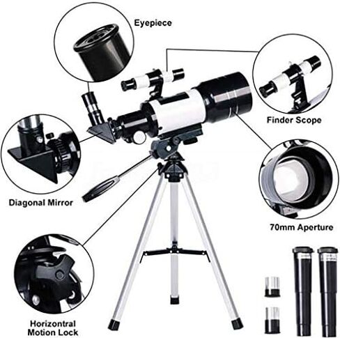Portable 150X Travel Telescope for Kids and Astronomy Beginners - HD 70mm Refractor Monocular with Tripod for Star Gazing in Saudi Arabia