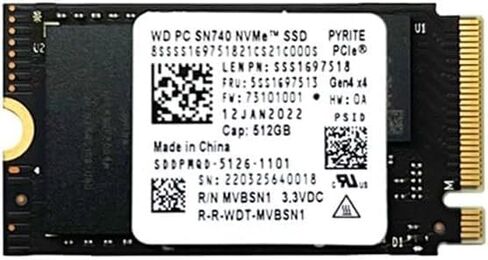 WD SN740 512GB M.2 2242 42mm NVMe PCIe Gen4 x4 PC NVMe SSD لجهاز Lenovo thinkpad X1 Nano Titanium Flex E14 E15 gen 4، Ideapad Gaming Laptop Ultrabook Tablet-محرك الحالة الصلبة الداخلي (OEM جديد) in Kuwait