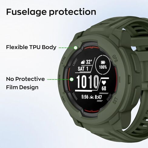 حافظات حماية متوافقة مع Garmin Instinct E مقاس 45 مم، غطاء حماية ناعم من مادة TPU ممتص للصدمات ومقاوم للصدمات لحافظة ساعة Garmin Instinct E مقاس 45 مم (أسود) in Saudi Arabia