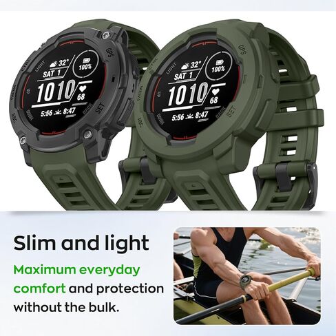 حافظات حماية متوافقة مع Garmin Instinct E مقاس 45 مم، غطاء حماية ناعم من مادة TPU ممتص للصدمات ومقاوم للصدمات لحافظة ساعة Garmin Instinct E مقاس 45 مم (أسود) in Saudi Arabia