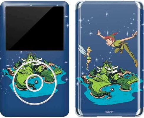 ملصق Skinit لمشغل MP3 متوافق مع iPod Classic (الجيل السادس) 80 جيجابايت - مرخص رسميًا من Disney Peter Pan وTinker Bell في تصميم Neverland in Saudi Arabia