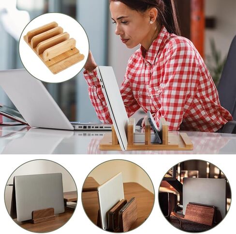BENECREAT 9.8x6.3x2.5 Inch Vertical Laptop Stand, Wooden Desk Stand with Wide Compatibility & DIY Assembly Kit, Adjustable Dock Laptop Holder for Pad, Phone, Tablet in Saudi Arabia