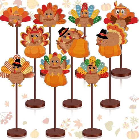 Geelin 10 Pcs Wooden Ornaments for Christmas Hawaiian Fall Thanksgiving Table Sign Centerpieces Wood Tall Standing Block Set for Office Desk Home Decor Party Supplies(Flamingo) in Saudi Arabia