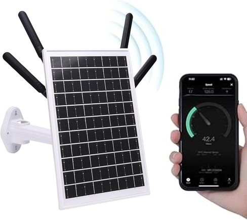 GOWENIC 12W Solar Powered 4G LTE Modem Router, 300Mbps Outdoor Solar WiFi 6 Extender with SIM Card Slot, IP66 Water Proof, 150M WiFi Range, 18000mAh Battery (White Antennae) in Kuwait