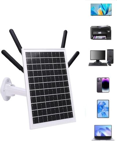 GOWENIC 12W Solar Powered 4G LTE Modem Router, 300Mbps Outdoor Solar WiFi 6 Extender with SIM Card Slot, IP66 Water Proof, 150M WiFi Range, 18000mAh Battery (White Antennae) in Kuwait