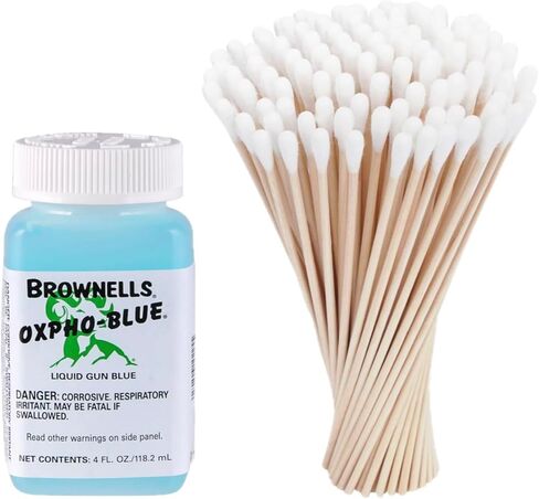 Brownels Oxpho-Blue 1 Pack Liquid Gun Blue, New Version Cold Bluing Solution Professional Grade, 4 Fl oz. / 100 Swabs in Saudi Arabia