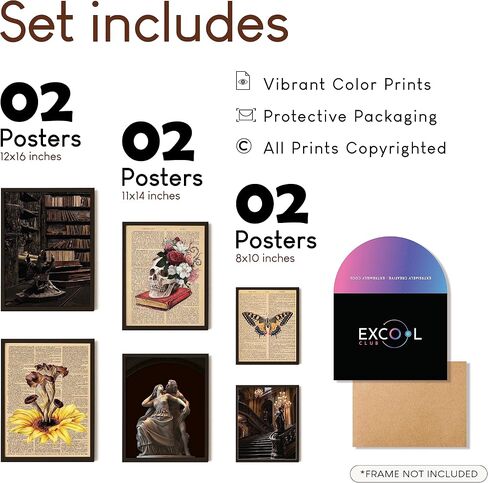 Excool Club Black Raven Wall Art - 12x16 Pintage Ravens Poster ، Crow Crow Art Dark Academia Prints ، Moody Decor Aealween Pictures Paints Gothic Paints for Home Bedroom (غير مؤلف) in Saudi Arabia