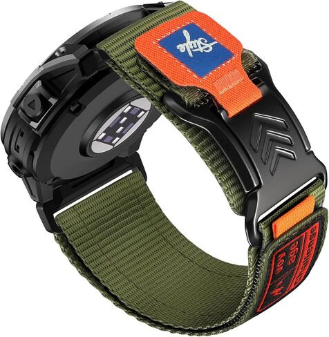 سوار ساعة GEAK التكتيكي متوافق مع Garmin Fenix ​​8 51mm/7X/7X Pro/6X/5X/5X Plus/3/3 HR، حزام بديل رياضي من النايلون المتين للغاية مقاس 26 مم مع إبزيم مغناطيسي للرجال للرياضات الخارجية in Saudi Arabia