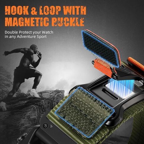 سوار ساعة GEAK التكتيكي متوافق مع Garmin Fenix ​​8 51mm/7X/7X Pro/6X/5X/5X Plus/3/3 HR، حزام بديل رياضي من النايلون المتين للغاية مقاس 26 مم مع إبزيم مغناطيسي للرجال للرياضات الخارجية in Saudi Arabia