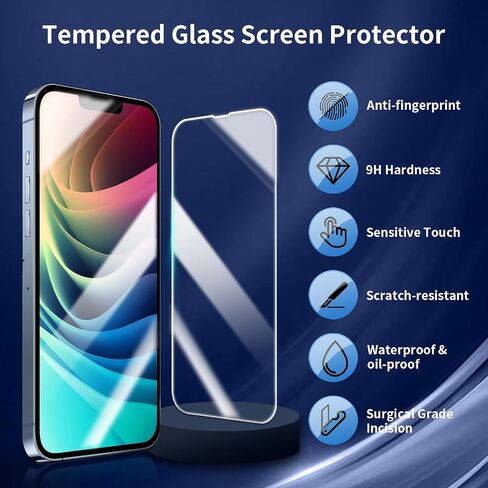 3 Pack Screen Protector Designed for iPhone iPhone 14/13/13 Pro (6.1 inch) Screen Protector Tempered Glass, Friendly Scratch Bubble Free Ultra Resistant (3 Pack) in Saudi Arabia