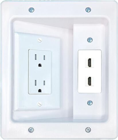 RiteAV 2 HDMI Recessed Wall Plate Cable Concealer Management Kit with Power Outlet Hides Cords and Cables in Saudi Arabia