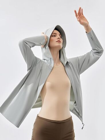 Women's Hooded Sunscreen Jacket, UPF 50+ UV Blocking, Lightweight Outdoor Sun Protection Coat in Saudi Arabia
