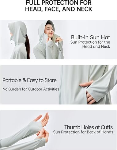 Women's Hooded Sunscreen Jacket, UPF 50+ UV Blocking, Lightweight Outdoor Sun Protection Coat in Saudi Arabia