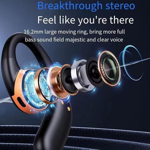 Open Ear Headphones Wireless Bluetooth 5.3 Air-Conduction On Ear Buds IPX5 Waterproof Earbuds for Sports,Mics Clear Call,Lightweight Design,Ergonomic Ear Hooks for Sports/Workout/Running,Black in Saudi Arabia