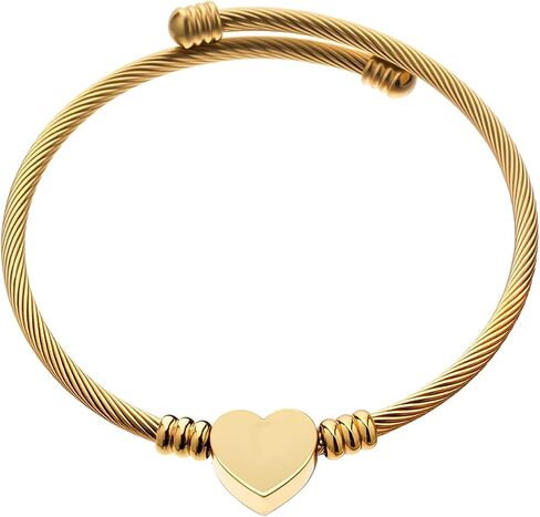 kelistom 316L Stainless Steel Love Heart Charm Bracelet for Women Teen Girls Romantic Gift Silver/Rose/18k Gold Plated OT Clasp Bracelets in Kuwait