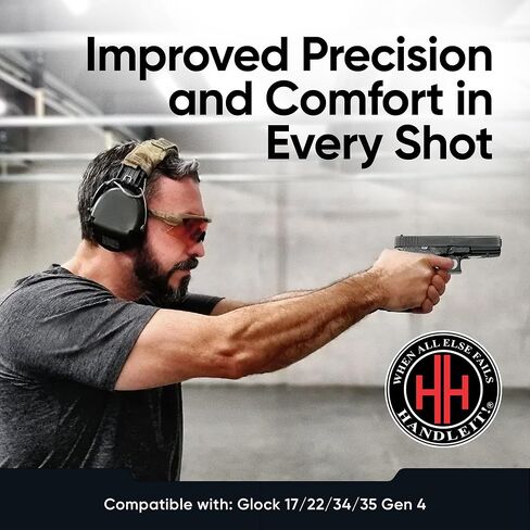 Handleitgrips Gun Grip Tape Wrap Compatible with Glock17/22/34/35 Gen 4, Black Hybrid Textured Rubber Pistol Grip Tape with Red Sandpaper Inserts, Gun Grip Wrap, Veteran Owned, Made in USA in Saudi Arabia