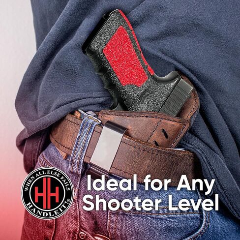 Handleitgrips Gun Grip Tape Wrap Compatible with Glock17/22/34/35 Gen 4, Black Hybrid Textured Rubber Pistol Grip Tape with Red Sandpaper Inserts, Gun Grip Wrap, Veteran Owned, Made in USA in Saudi Arabia