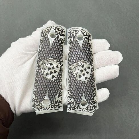 1911 Grips Full-Size Custom Engraved Dead Man's Hand Poker | Durable Pistol Panels in Kuwait