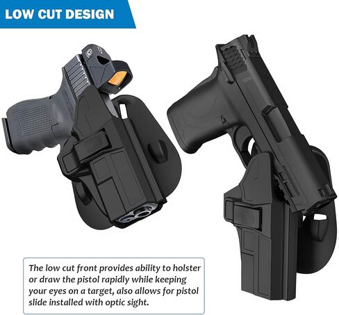 حافظة OWB لدرع M&P مقاس 9 مم EZ، حافظة مجداف لليد اليمنى لدرع S&W M&P مقاس 9 مم/.380 EZ M2.0، مستوى قابل للتعديل 60 درجة، حافظات مسدس حزام الاحتفاظ مع زر تحرير سريع، حمل مفتوح in Kuwait
