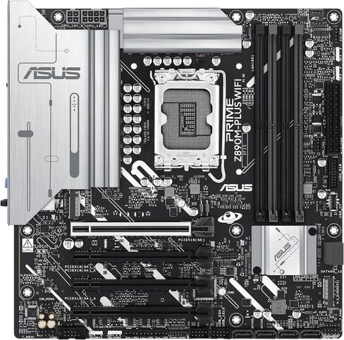 ASUS PRIME Z890M-PLUS WIFI: Intel Z890 LGA1851 DDR5 8400 DP HDMI Type-C 3x M2 USB3.2 WiFi 7 + BT AURA RGB 2.5Gbit LAN mATX 10+1+2+1 Power Stages, AI Technology, GlideX Motherboard in Saudi Arabia