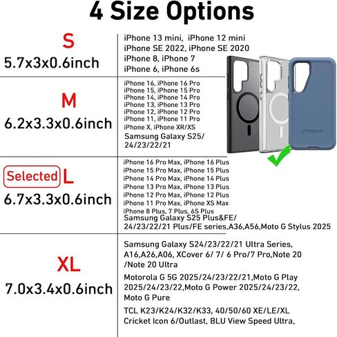 DpS Cell Phone Holster for iPhone SE 2020/2022, iPhone 8,7,6s,6,13 Mini/12 Mini- Phone Belt Holder Case with Clip, Heavy Duty Nylon Carrying Pouch w Card Holder (Fits Otterbox Cover on),Black (Small) in Saudi Arabia