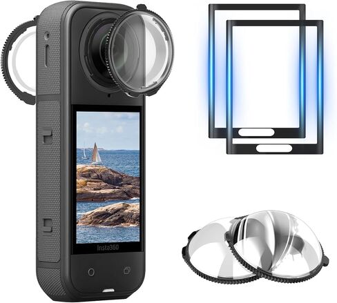 9-in-1 Accessories Kit for Insta360 X5, Included Insta 360 X5 Standard Lens Guard, Carrying Case, 2 Pack of Tempered Glass Film Screen Protector, Silicone Protective Cover and Desktop Mount Bundle Kit in Kuwait