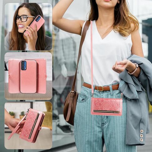 حافظة هاتف Asuwish لهاتف Motorola Moto Edge 2021/MotoEdge 5G UW 2021 محفظة بسحاب وغطاء خلوي قابل للفصل مع واقي شاشة من الزجاج المقسى وحزام كروس وحامل بطاقة زهرة XT2141-1 للنساء والفتيات باللون الأزرق in Saudi Arabia