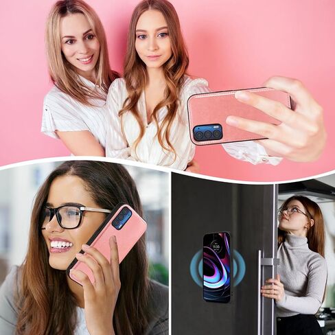 حافظة هاتف Asuwish لهاتف Motorola Moto Edge 2021/MotoEdge 5G UW 2021 محفظة بسحاب وغطاء خلوي قابل للفصل مع واقي شاشة من الزجاج المقسى وحزام كروس وحامل بطاقة زهرة XT2141-1 للنساء والفتيات باللون الأزرق in Saudi Arabia