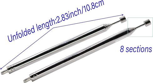 2PCS FM AM Telescopic Radio Antenna Universal Telescoping Antenna 8 Sections 28.35Inch Portable Radio Antenna Replacement for TV AM FM Stereo Receiver Boombox Antenna in Kuwait