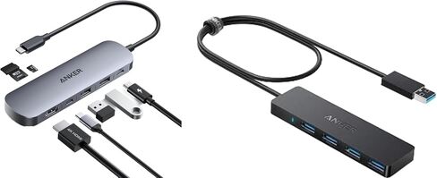 Anker USB C Hub, 5-in-1 USB Hub for Laptops & 7 Ports USB 3.0 Data Hub (Bundle) in Saudi Arabia