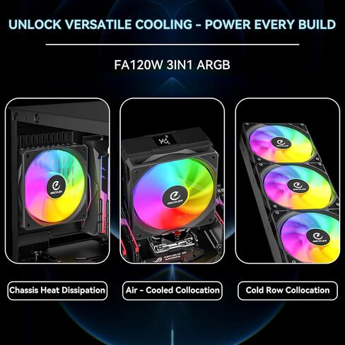 FA120B ARGB PC Fans 3 Pack، مراوح حالة الكمبيوتر الهادئة مقاس 120 مم مع التحكم الذكي في السرعة PWM وتصميم سلسلة Daisy، تبريد تدفق هواء عالي 58.06 CFM لأجهزة الكمبيوتر الشخصية للألعاب، ومبرد وحدة المعالجة المركزية، والرادياتير، والهيكل in Kuwait