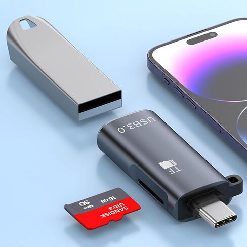 قارئ بطاقات Micro SD 2 في 1، محول USB C إلى USB 3.0 OTG متوافق مع أجهزة iPhone وiPad Pro/Air وMacBook وGalaxy الجديدة in Saudi Arabia