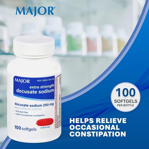 4 Pack Docusate Sodium 250mg. Major Laxative Stool Softener 100 Softgels. in Saudi Arabia