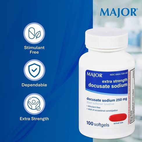 4 Pack Docusate Sodium 250mg. Major Laxative Stool Softener 100 Softgels. in Saudi Arabia